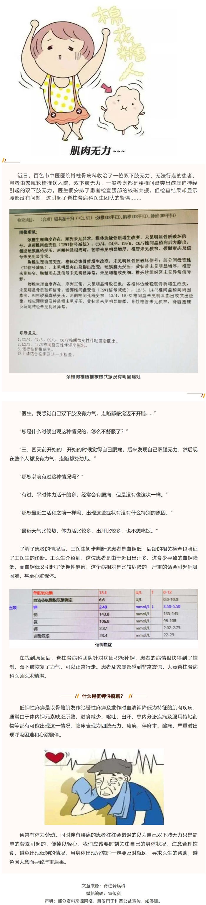 【聚焦临床】双下肢无力，竟是低钾血症在作妖？！